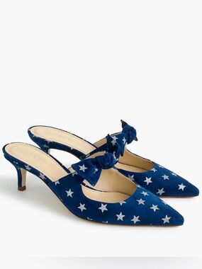 J. Crew Women’s Sophia Patriotic Stars Mule Kitten Heels Size 6.5